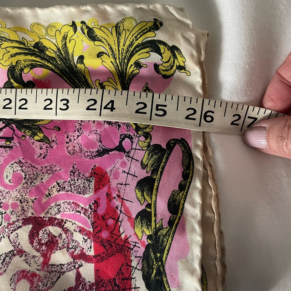 Christian Lacroix Red and Cream Artistic 100%Silk Scarf - Picture 7 of 8